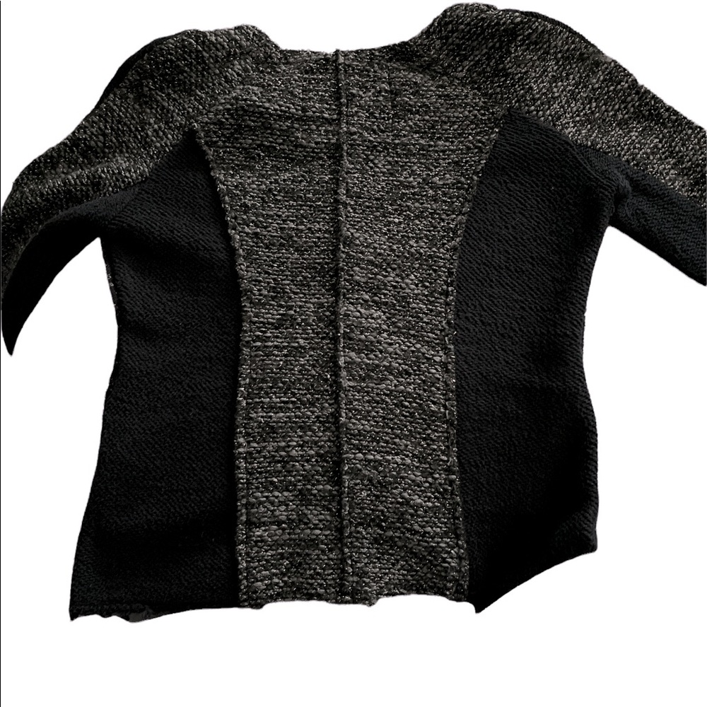 ANTHROPOLOGIE Cartonnier black glimmer tweed wool sweater jacket XS like new - Picture 5 of 7